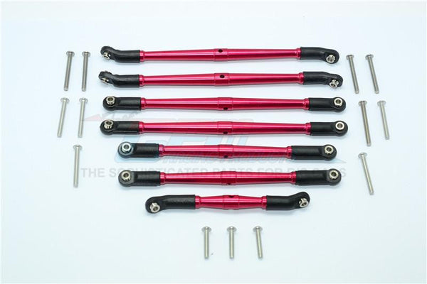 Traxxas TRX-4 Trail Defender Crawler Aluminum Adjustable Upper & Lower Suspension Links - 7Pcs Set Red