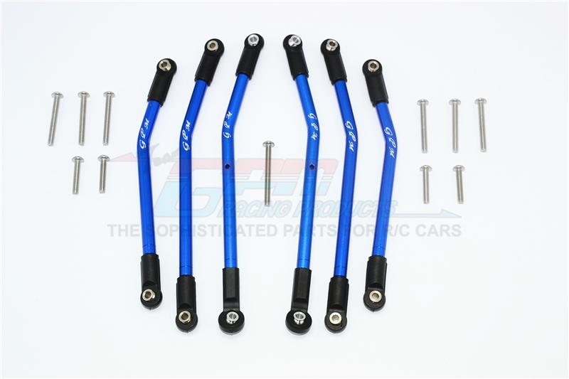 Traxxas TRX-4 Trail Defender Crawler Aluminum Adjustable Suspension Links - 6Pc Set Blue