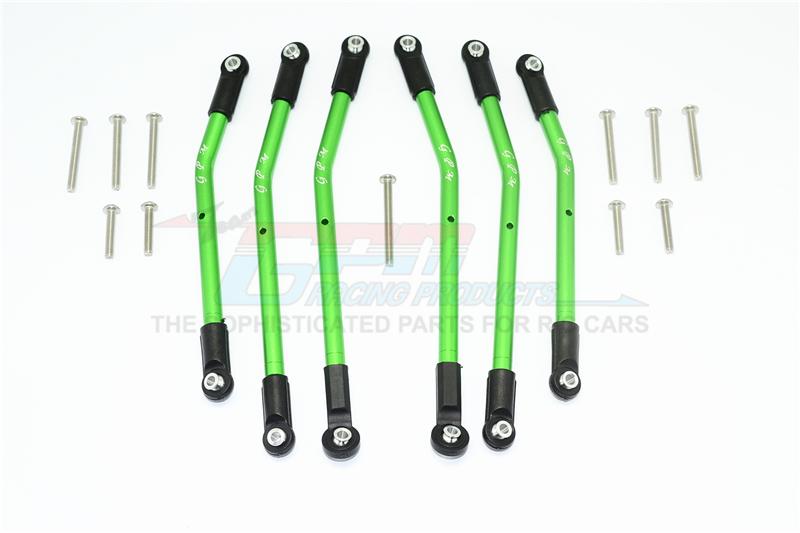 Traxxas TRX-4 Trail Defender Crawler Aluminum Adjustable Suspension Links - 6Pc Set Green