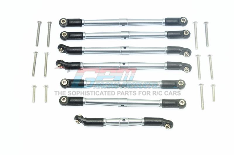 Traxxas TRX-4 Ford Bronco / Blazer Aluminium Adjustable Upper & Lower Suspension Links - 7Pc Set Gray Silver