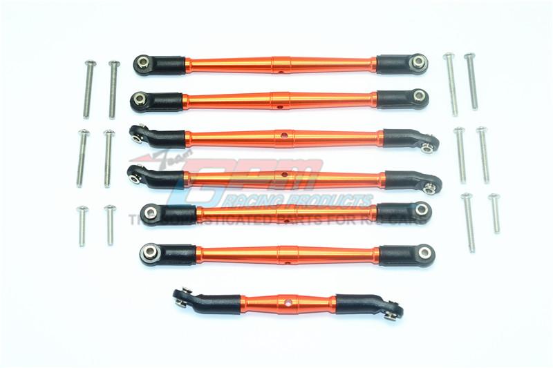 Traxxas TRX-4 Ford Bronco / Blazer Aluminium Adjustable Upper & Lower Suspension Links - 7Pc Set Orange