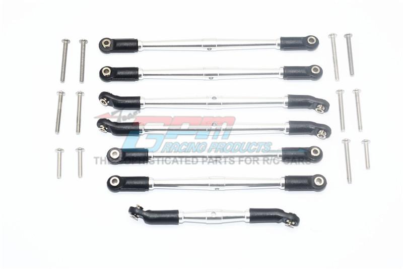 Traxxas TRX-4 Ford Bronco / Blazer Aluminium Adjustable Upper & Lower Suspension Links - 7Pc Set Silver