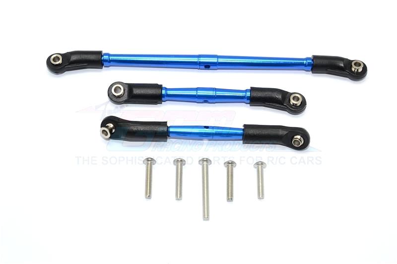 Traxxas TRX-4 Trail Defender Crawler Aluminum Front Adjustable Steering Link & Suspension Link - 3Pcs Set Blue