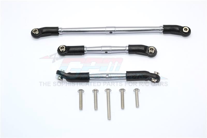 Traxxas TRX-4 Trail Defender Crawler Aluminum Front Adjustable Steering Link & Suspension Link - 3Pcs Set Gray Silver