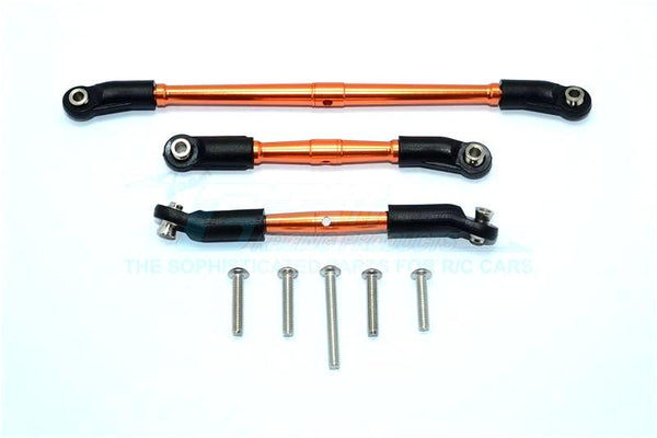 Traxxas TRX-4 Trail Defender Crawler Aluminum Front Adjustable Steering Link & Suspension Link - 3Pcs Set Orange