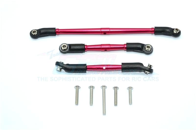 Traxxas TRX-4 Trail Defender Crawler Aluminum Front Adjustable Steering Link & Suspension Link - 3Pcs Set Red