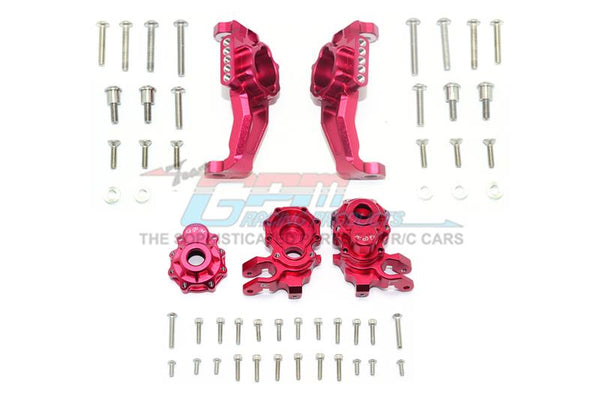 Traxxas TRX-4 Defender / Tactical Unit / Ford Bronco / Blazer Aluminum Adjustable Front C Hub + Front Knuckle Arms - 56Pc Set Red