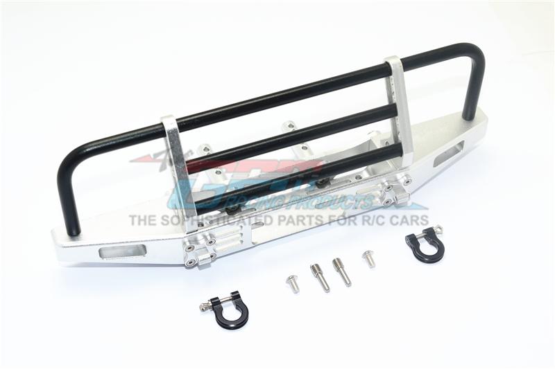 Traxxas TRX-4 Defender / TRX-4 Tactical Unit / Axial SCX10 II Aluminum Adjustable Front Brushguard Bumper - 1 Set Silver+Black