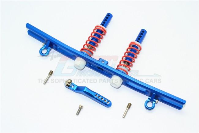 Traxxas TRX-4 Trail Defender Crawler Aluminum Rear Bumper Absorber + D-Rings + Tow Hook - 1 Set Blue