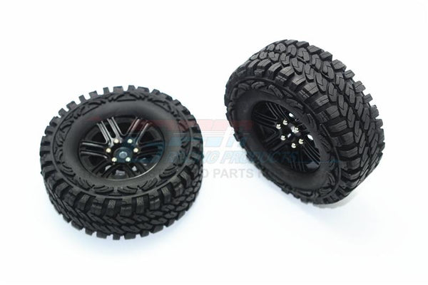 Traxxas TRX-4 Trail Defender Crawler Aluminum 6 Poles Wheels + Crawler Tires - 1Pr Set Black