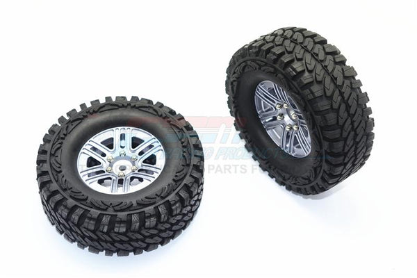 Traxxas TRX-4 Trail Defender Crawler Aluminum 6 Poles Wheels + Crawler Tires - 1Pr Set Gray Silver