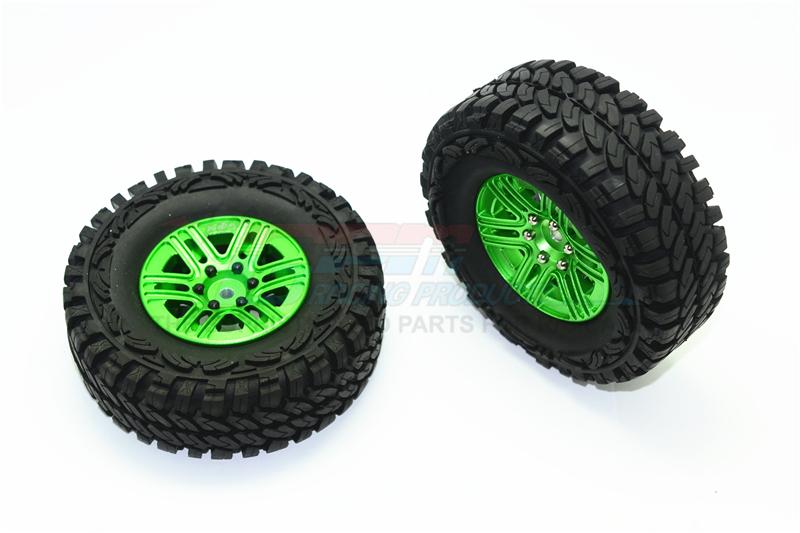 Traxxas TRX-4 Trail Defender Crawler Aluminum 6 Poles Wheels + Crawler Tires - 1Pr Set Green