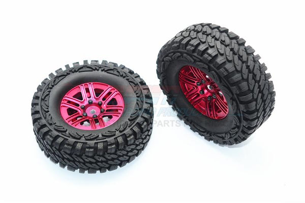 Traxxas TRX-4 Trail Defender Crawler Aluminum 6 Poles Wheels + Crawler Tires - 1Pr Set Red