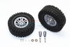 Traxxas TRX-4 Trail Defender Crawler Aluminum 6 Poles Wheels & Crawler Tires + 21mm Hex Adapter - 1Pr Set Gray Silver