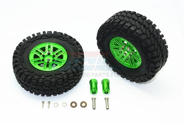 Traxxas TRX-4 Trail Defender Crawler Aluminum 6 Poles Wheels & Crawler Tires + 21mm Hex Adapter - 1Pr Set Green