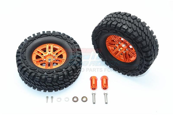 Traxxas TRX-4 Trail Defender Crawler Aluminum 6 Poles Wheels & Crawler Tires + 23mm Hex Adapter - 1Pr Set Orange