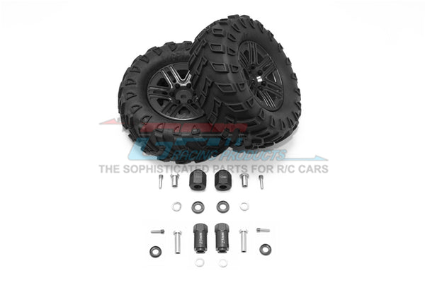 Traxxas TRX-4 Trail Defender Crawler 1.9" Aluminum 6 Spokes Bbs Rims With Onroad Tires And 12mm Thick Alloy Hex - 1Pr Set Black