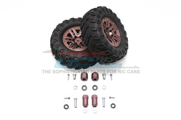 Traxxas TRX-4 Trail Defender Crawler 1.9" Aluminum 6 Spokes Bbs Rims With Onroad Tires And 12mm Thick Alloy Hex - 1Pr Set Brown