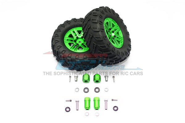 Traxxas TRX-4 Trail Defender Crawler 1.9" Aluminum 6 Spokes Bbs Rims With Onroad Tires And 12mm Thick Alloy Hex - 1Pr Set Green