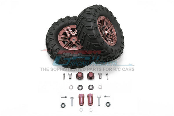 Traxxas TRX-4 Trail Defender Crawler 1.9" Aluminum 6 Spokes Bbs Rims With Onroad Tires And 9mm Thick Alloy Hex - 1Pr Set Brown