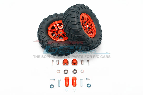 Traxxas TRX-4 Trail Defender Crawler 1.9" Aluminum 6 Spokes Bbs Rims With Onroad Tires And 9mm Thick Alloy Hex - 1Pr Set Orange