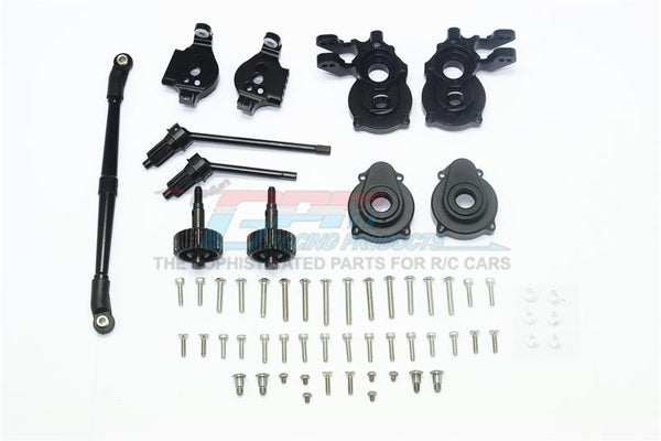 Traxxas TRX-4 Aluminum Front C-Hubs + Knuckle Arms + Spindle Gear + CVD Shaft + Steering Link - 61Pc Set Black