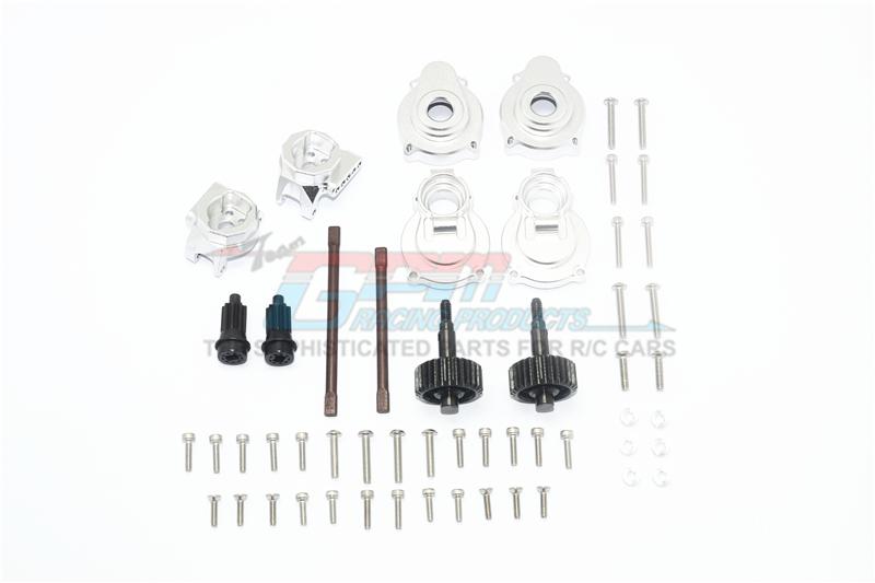 Traxxas TRX-4 Aluminum Rear Gear Box Mounts + Knuckle Arms + Spindle Gear + Rear Axle Shaft - 54Pc Set Silver