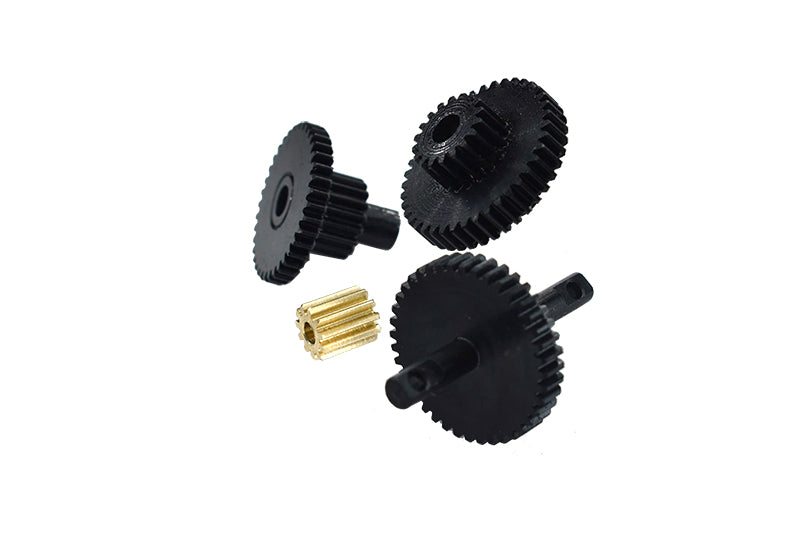 Harden Steel #45 Transmission Gear Set with Brass Motor Teeth For Traxxas 1:18 TRX4M Ford Bronco Crawler 97074-1 / TRX4M Land Rover Defender 97054-1 Upgrades - Black