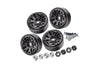 Aluminum 1-Inch Beadlock Alloy Wheel Rims Set (Y-Shape) For Traxxas 1:18 TRX4M Ford Bronco / TRX4M Land Rover Defender / Axial 1:24 SCX24 Deadbolt / SCX24 Jeep Wrangler Upgrades - Black