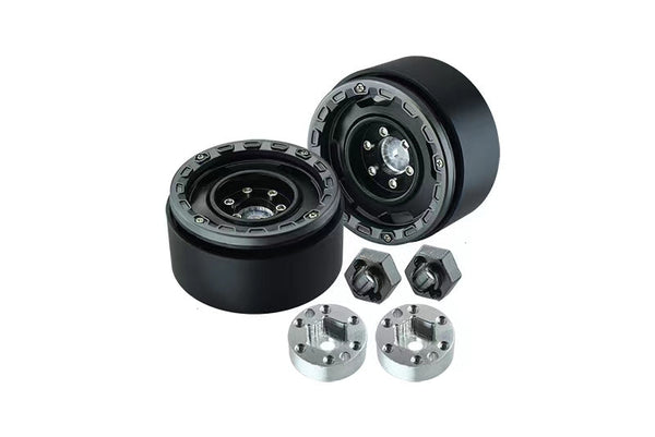 1.33 Inch Beadlock Aluminum Alloy Wheel Rims Set (4 Poles) For Traxxas 1:18 TRX4M Ford Bronco / TRX4M Land Rover Defender / Axial 1:24 SCX24 Deadbolt / SCX24 Jeep Wrangler Upgrades - Black