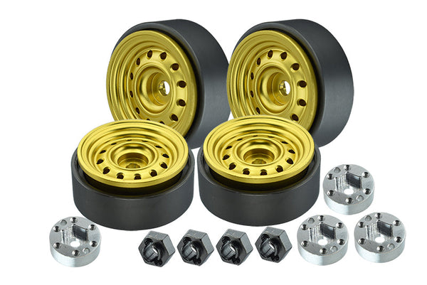 1.0 Inch Aluminum Alloy Beadlock Wheel Rims Set (12 Poles) For Traxxas 1:18 TRX4M Ford Bronco / TRX4M Land Rover Defender / Axial 1:24 SCX24 Deadbolt / SCX24 Jeep Wrangler Upgrades - Gold