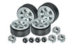 Aluminum 1.0 Inch Beadlock Alloy Wheel Rims Set (6 Poles) For Traxxas 1:18 TRX4M Ford Bronco / TRX4M Land Rover Defender / Axial 1:24 SCX24 Deadbolt / SCX24 Jeep Wrangler Upgrades - Silver