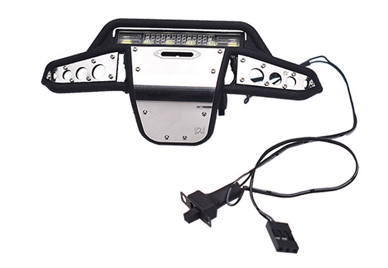 Nylon And Stainless Steel Universal Front Bumper With 6 Led Light Bulbs For Traxxas 1:18 TRX4M Ford Bronco Crawler 97074-1 / TRX4M Land Rover Defender 97054-1 Upgrades - Black