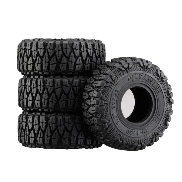 1.0 Inch High Adhesive Crawler Rubber Tires 60mm X 22mm With Foam Inserts For Traxxas 1:18 TRX4M Ford Bronco / TRX4M Land Rover Defender / Axial 1:24 SCX24 Deadbolt / SCX24 Jeep Wrangler Upgrades
