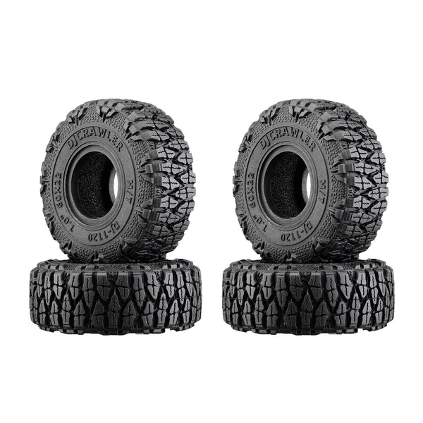 1.0 Inch Adhesive Rubber Tires 60mm X 22mm With Foam Inserts For Traxxas 1:18 TRX4M Ford Bronco / Land Rover Defender / Axial 1:24 SCX24 Deadbolt / Jeep Wrangler Upgrades