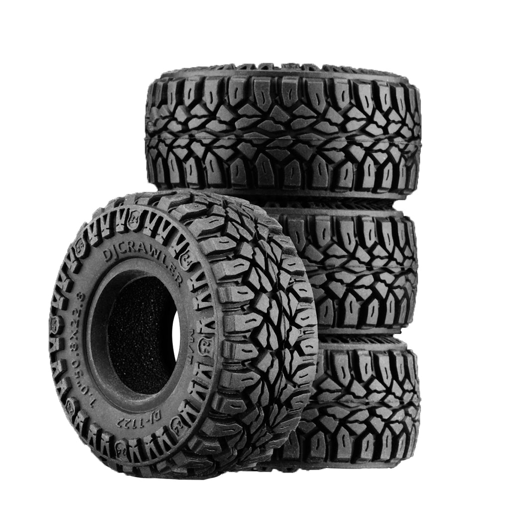 1.0 Inch High Adhesive Crawler Rubber Tires 50.8mm X 22.5mm With Foam Inserts For Traxxas 1:18 TRX4M Ford Bronco / TRX4M Land Rover Defender / Axial 1:24 SCX24 Deadbolt / SCX24 Jeep Wrangler Upgrades