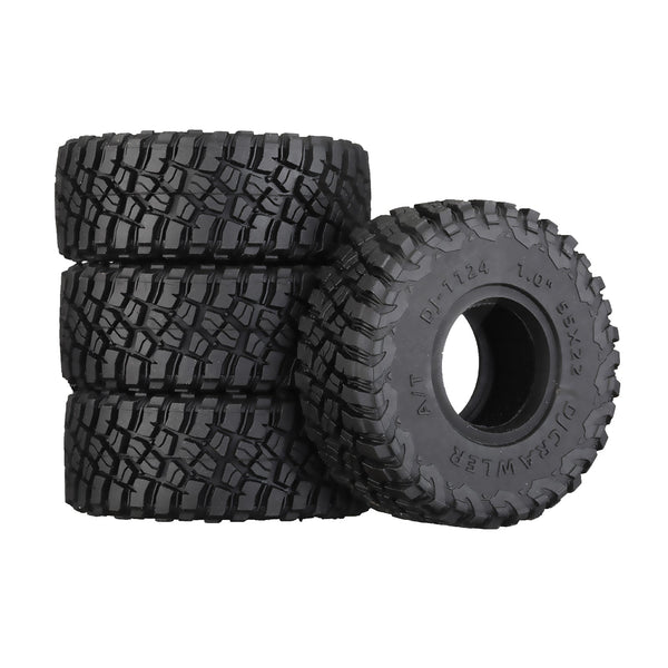 1.0 Inch High Adhesive Crawler Rubber Tires 55mm X 22mm With Foam Inserts For Traxxas 1:18 TRX4M Ford Bronco / TRX4M Land Rover Defender / Axial 1:24 SCX24 Deadbolt / SCX24 Jeep Wrangler Upgrades