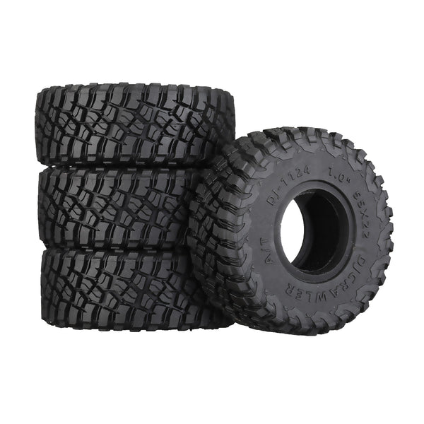 1.0 Inch Adhesive Rubber Tires 55mm X 22mm With Foam Inserts For Traxxas 1:18 TRX4M Ford Bronco / Land Rover Defender / Axial 1:24 SCX24 Deadbolt / Jeep Wrangler Upgrades