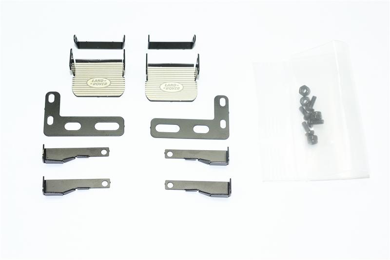 R/C Scale Accessories : Stainless Steel Side Step For TRX-4 Trail Defender Crawler - 18Pc Set Black