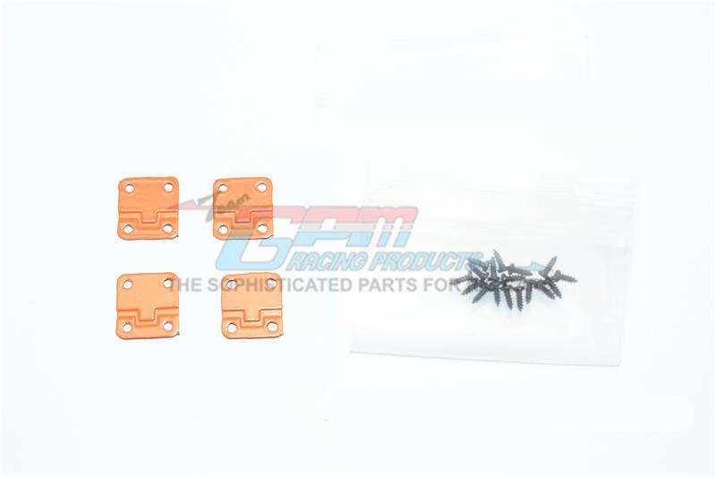 R/C Scale Accessories : Stainless Steel Door Hinges For TRX-4 Trail Defender Crawler - 4Pc Set Orange