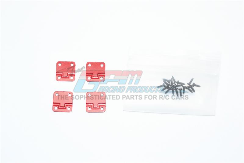 R/C Scale Accessories : Stainless Steel Door Hinges For TRX-4 Trail Defender Crawler - 4Pc Set Red