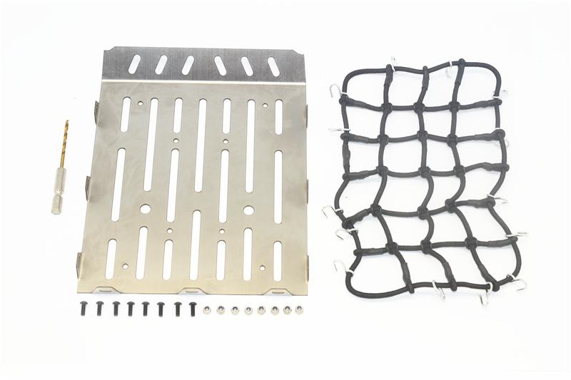 R/C Scale Accessories : Stainless Steel Truck Trunk Lid (Style A) + Cargo Net For Traxxas TRX-6 Mercedes-Benz G63 (88096-4) - 20Pc Set