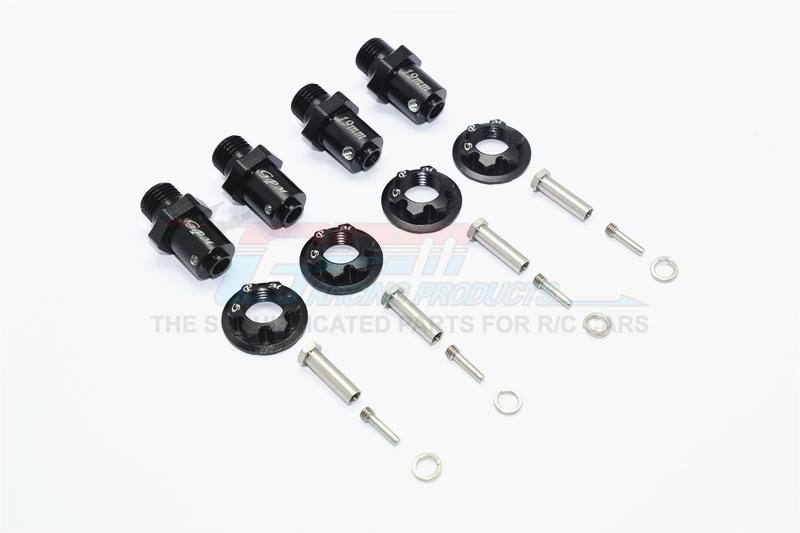 Traxxas TRX-4 Trail Defender Crawler Aluminum Hex Adapters For Front And Rear Wheels (17mm Hex, 19mm Long) - 2Prs Set Black