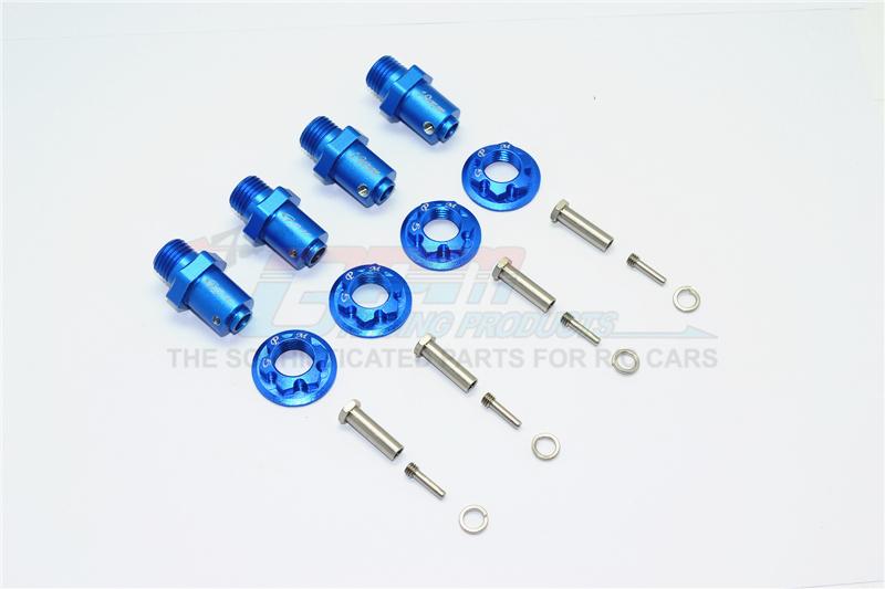 Traxxas TRX-4 Trail Defender Crawler Aluminum Hex Adapters For Front And Rear Wheels (17mm Hex, 19mm Long) - 2Prs Set Blue