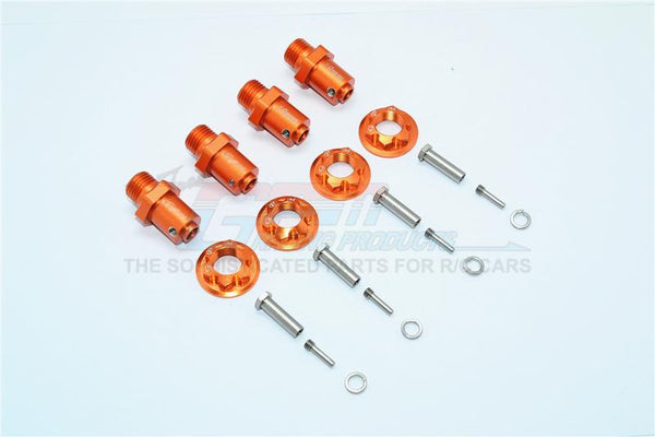 Traxxas TRX-4 Trail Defender Crawler Aluminum Hex Adapters For Front And Rear Wheels (17mm Hex, 19mm Long) - 2Prs Set Orange