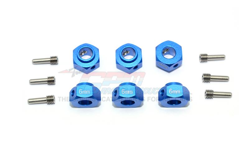 Traxxas TRX-6 Mercedes-Benz G63 (88096-4) Aluminum Hex Adapters 6mm Thick - 12Pc Set Blue