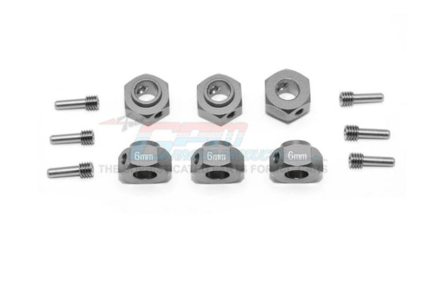 Traxxas TRX-6 Mercedes-Benz G63 (88096-4) Aluminum Hex Adapters 6mm Thick - 12Pc Set Gray Silver