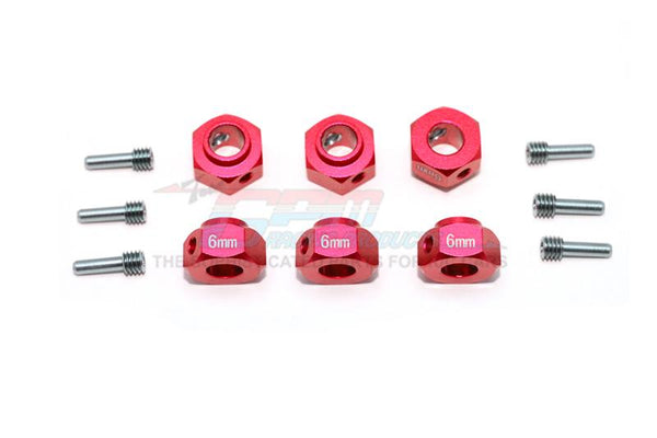 Traxxas TRX-6 Mercedes-Benz G63 (88096-4) Aluminum Hex Adapters 6mm Thick - 12Pc Set Red