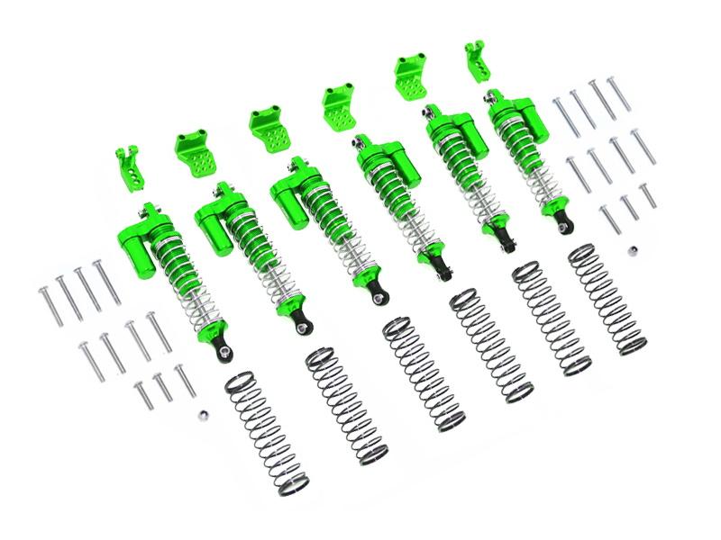 Traxxas TRX-6 Mercedes-Benz G63 (88096-4) Aluminum  L-Shape Piggy Back Spring Dampers 90mm + Adjustable Damper Mount (Multiple Positioning Holes) - 42Pc Set Green