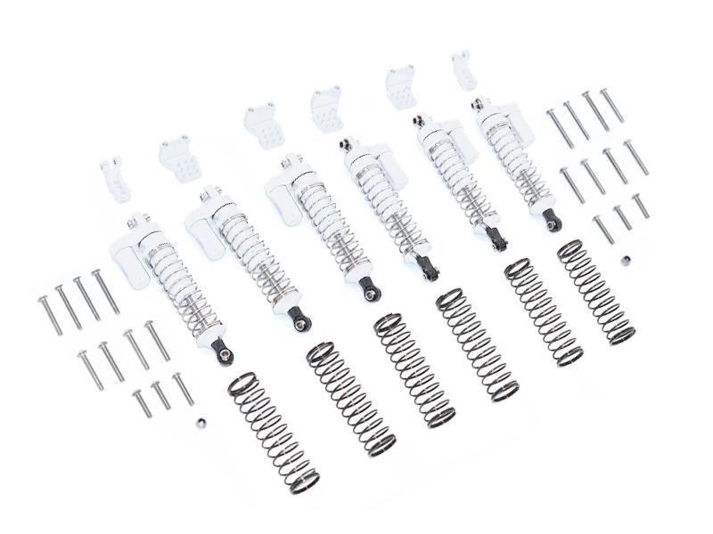 Traxxas TRX-6 Mercedes-Benz G63 (88096-4) Aluminum  L-Shape Piggy Back Spring Dampers 90mm + Adjustable Damper Mount (Multiple Positioning Holes) - 42Pc Set Silver